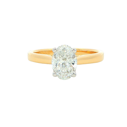 Yellow Gold Oval Shaped Diamond Solitaire Ring - 1.20cts Gardiner Brothers
