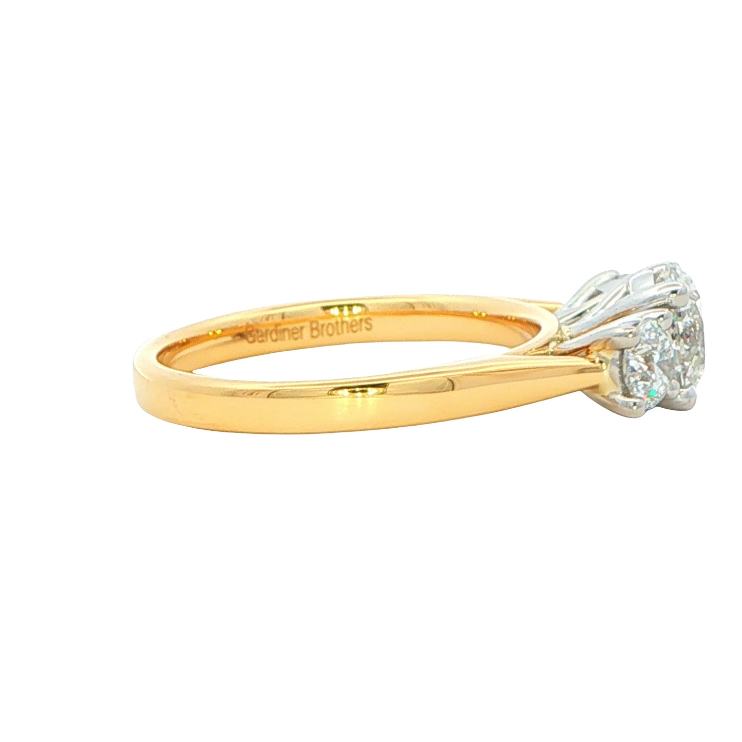 Yellow Gold Round Brilliant Cut Diamond 3 Stone Ring - 1.50cts Gardiner Brothers