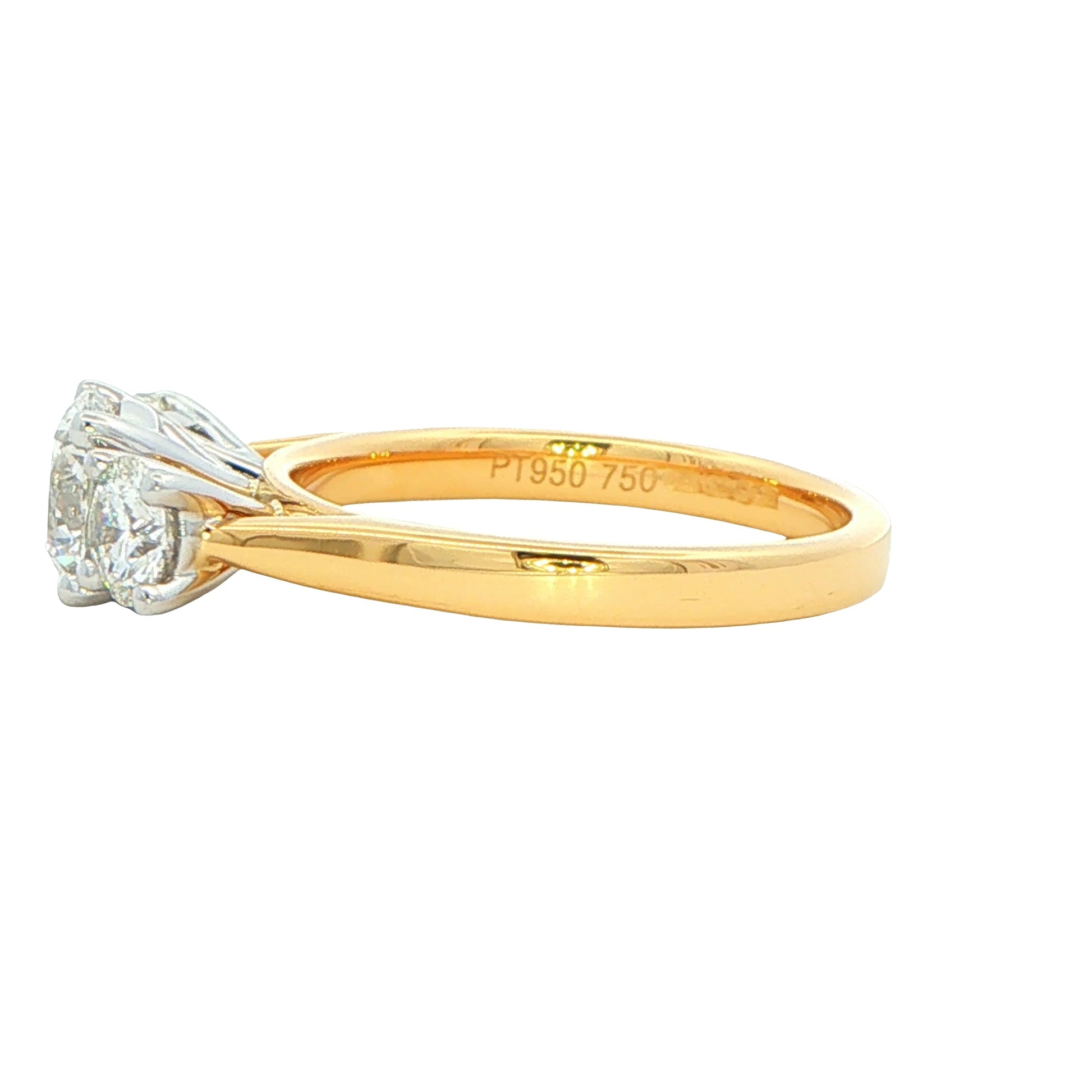 Yellow Gold Round Brilliant Cut Diamond 3 Stone Ring - 1.60cts Gardiner Brothers