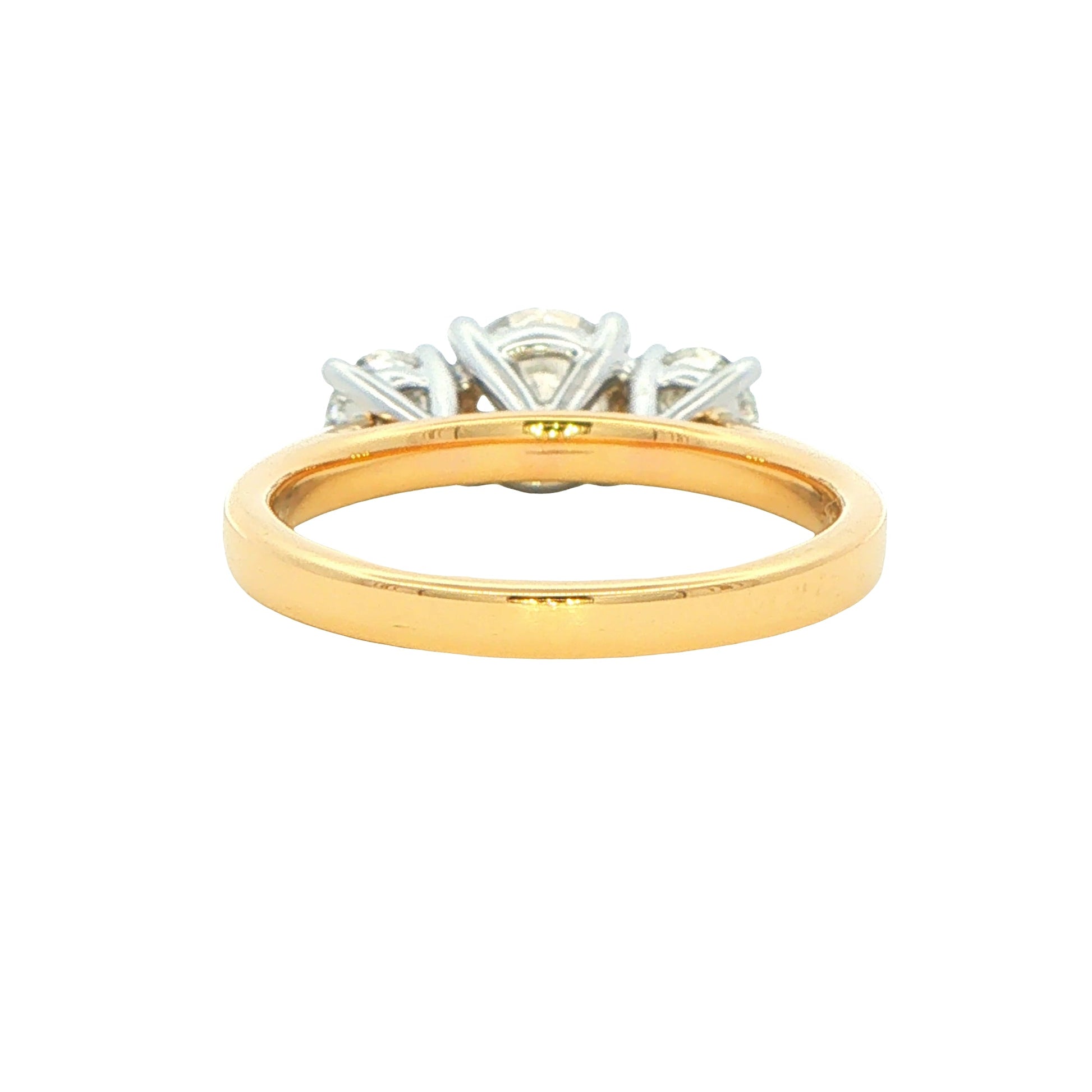Yellow Gold Round Brilliant Cut Diamond 3 Stone Ring - 1.60cts Gardiner Brothers