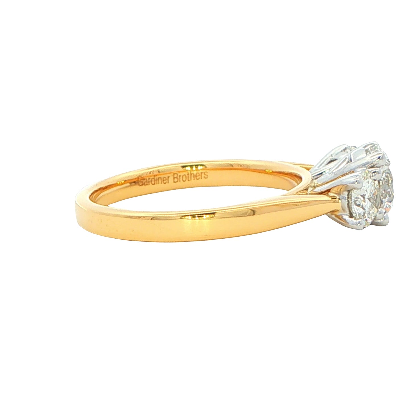 Yellow Gold Round Brilliant Cut Diamond 3 Stone Ring - 1.60cts Gardiner Brothers