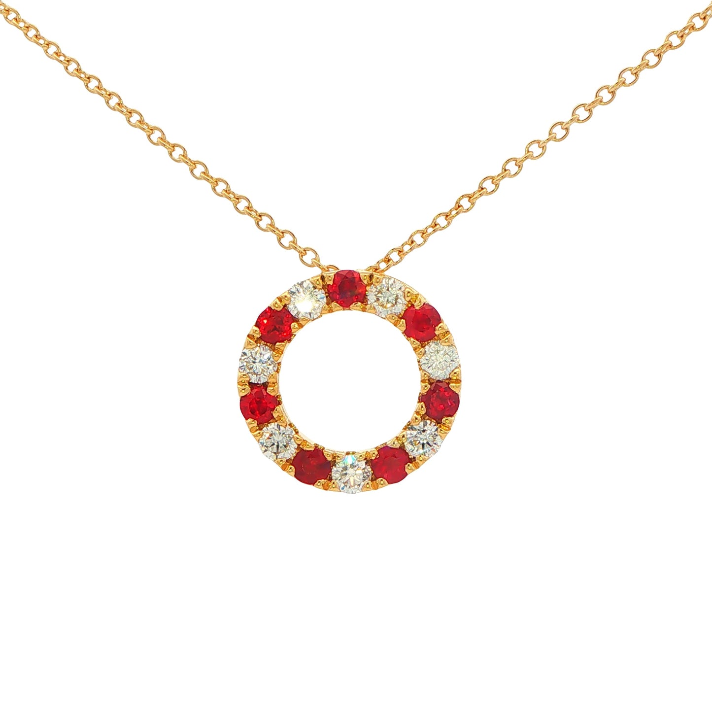 Ruby and Diamond Circle Pendant Gardiner Brothers