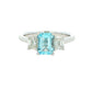 Aquamarine and Emerald Cut Diamond 3 Stone Ring Gardiner Brothers