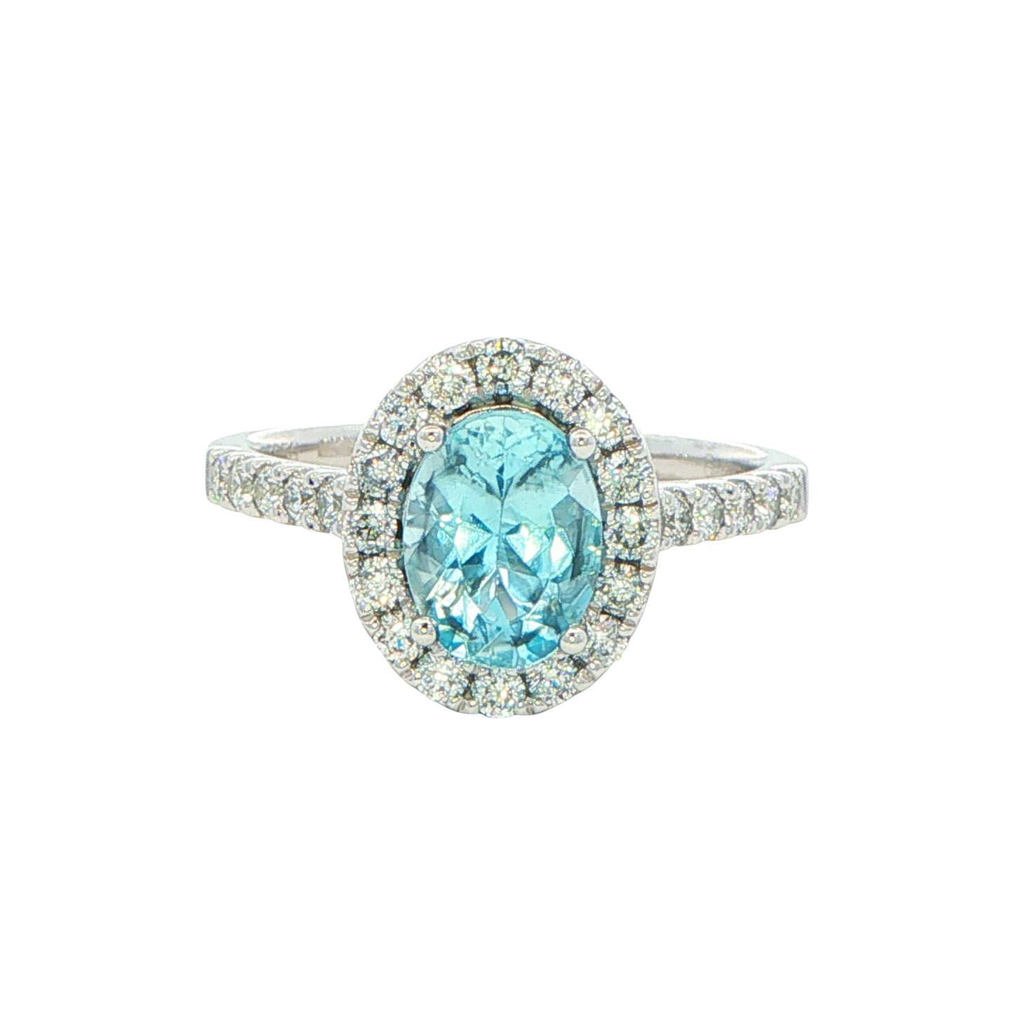 Aquamarine and Diamond Halo Style Ring Gardiner Brothers