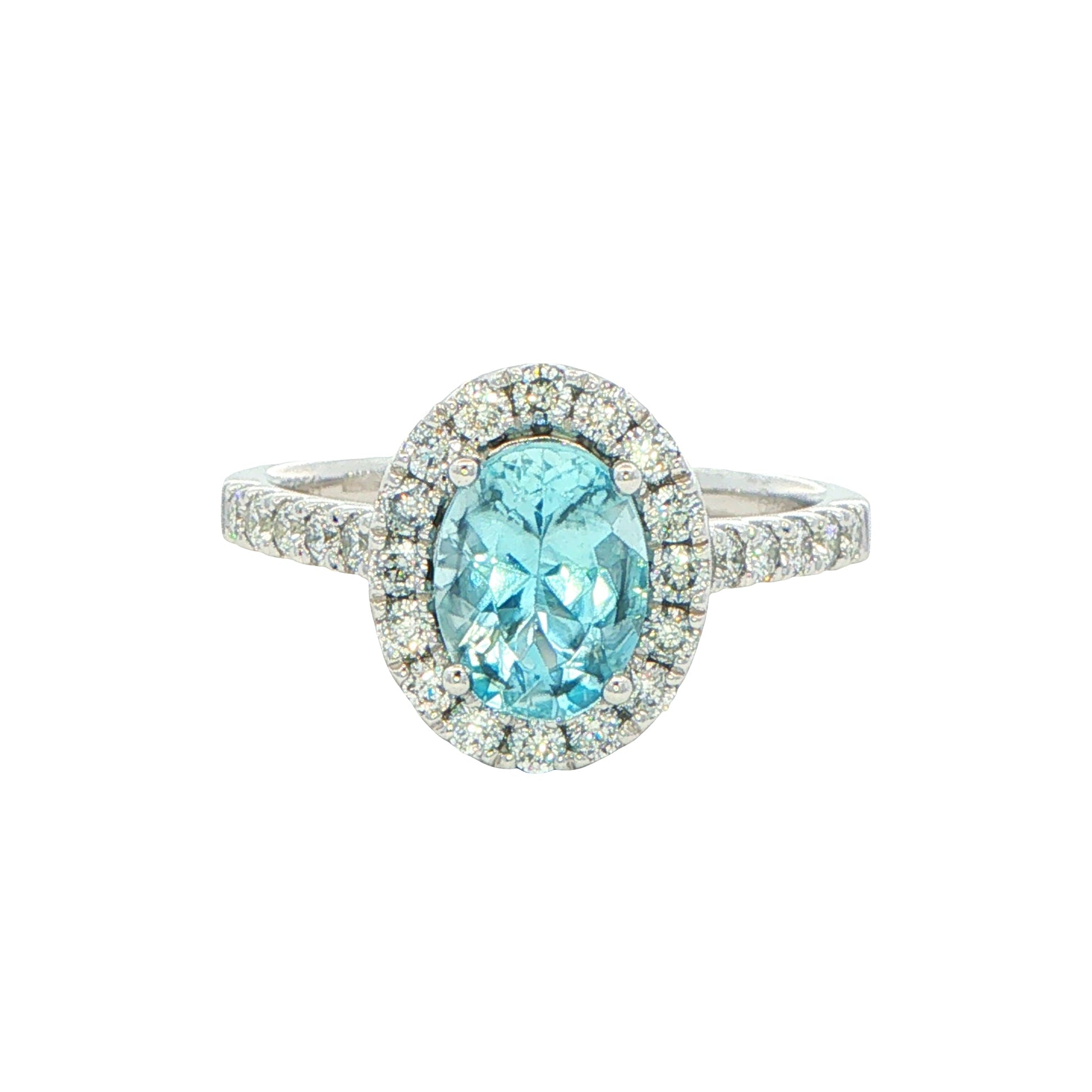 Aquamarine and Diamond Halo Style Ring Gardiner Brothers