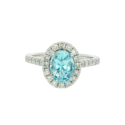 Aquamarine and Diamond Halo Style Ring Gardiner Brothers