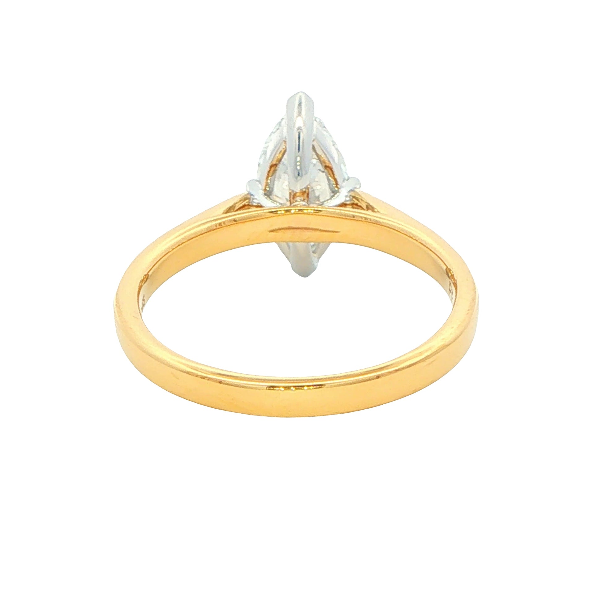 Yellow Gold Marquise shaped diamond solitaire ring - 1.21cts Gardiner Brothers