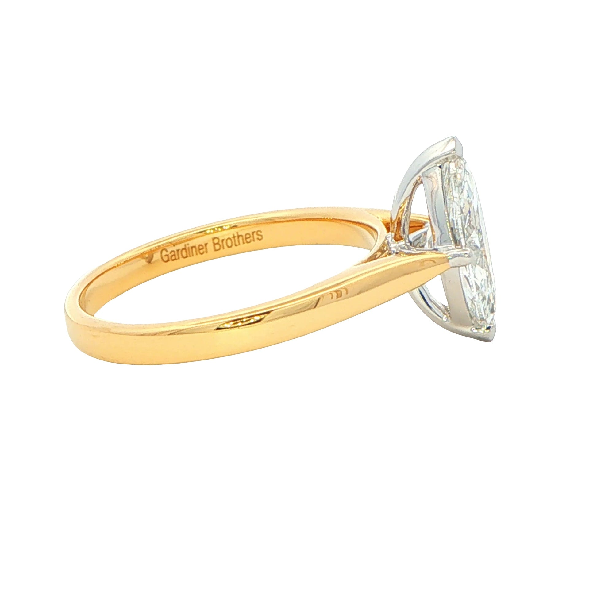 Yellow Gold Marquise shaped diamond solitaire ring - 1.21cts Gardiner Brothers
