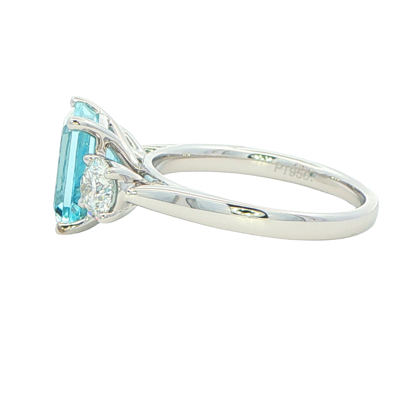 Aquamarine and Round Brilliant Cut Diamond 3 Stone Ring Gardiner Brothers