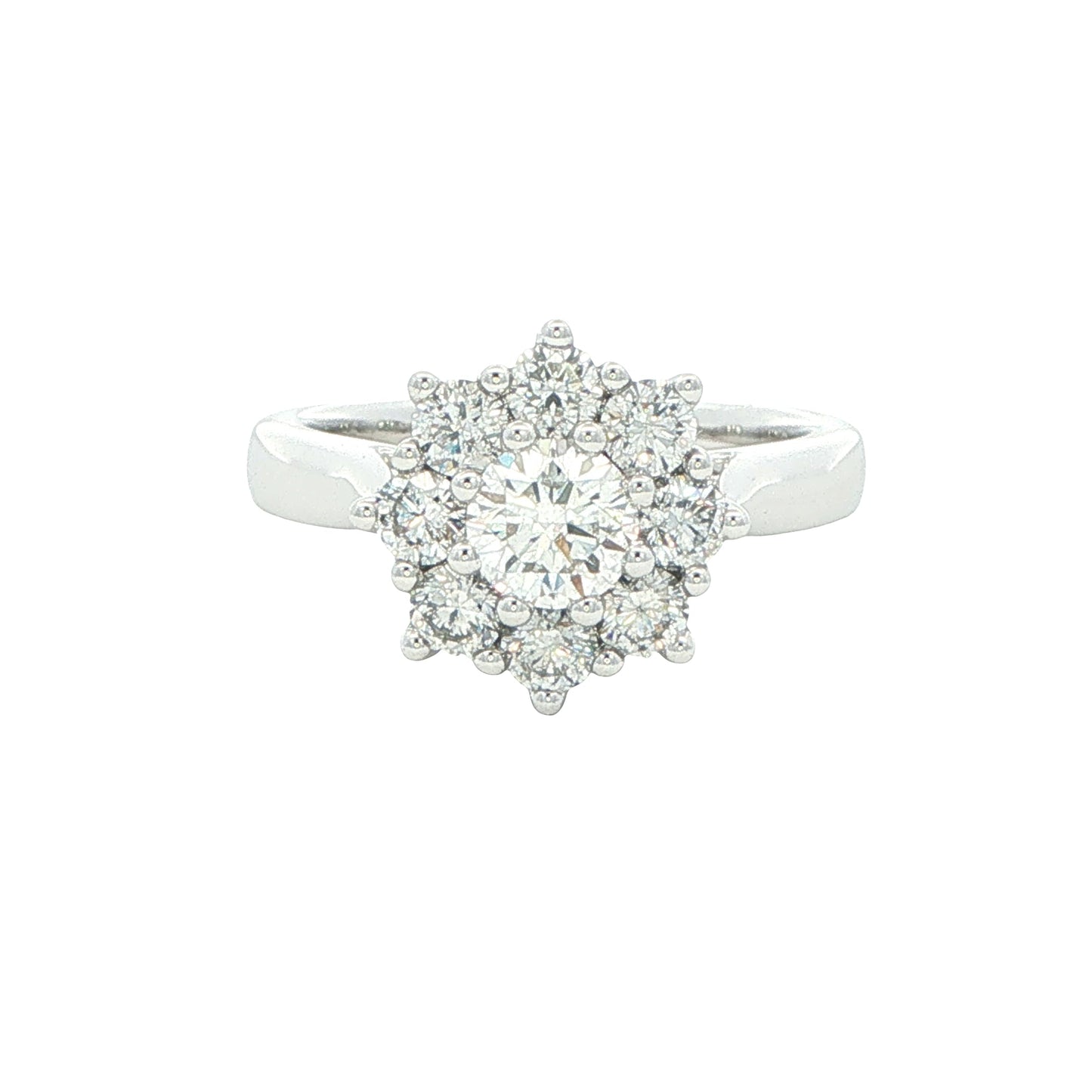 Platinum Round Brilliant Cut Diamond 9 Stone Cluster Ring - 1.00cts Gardiner Brothers
