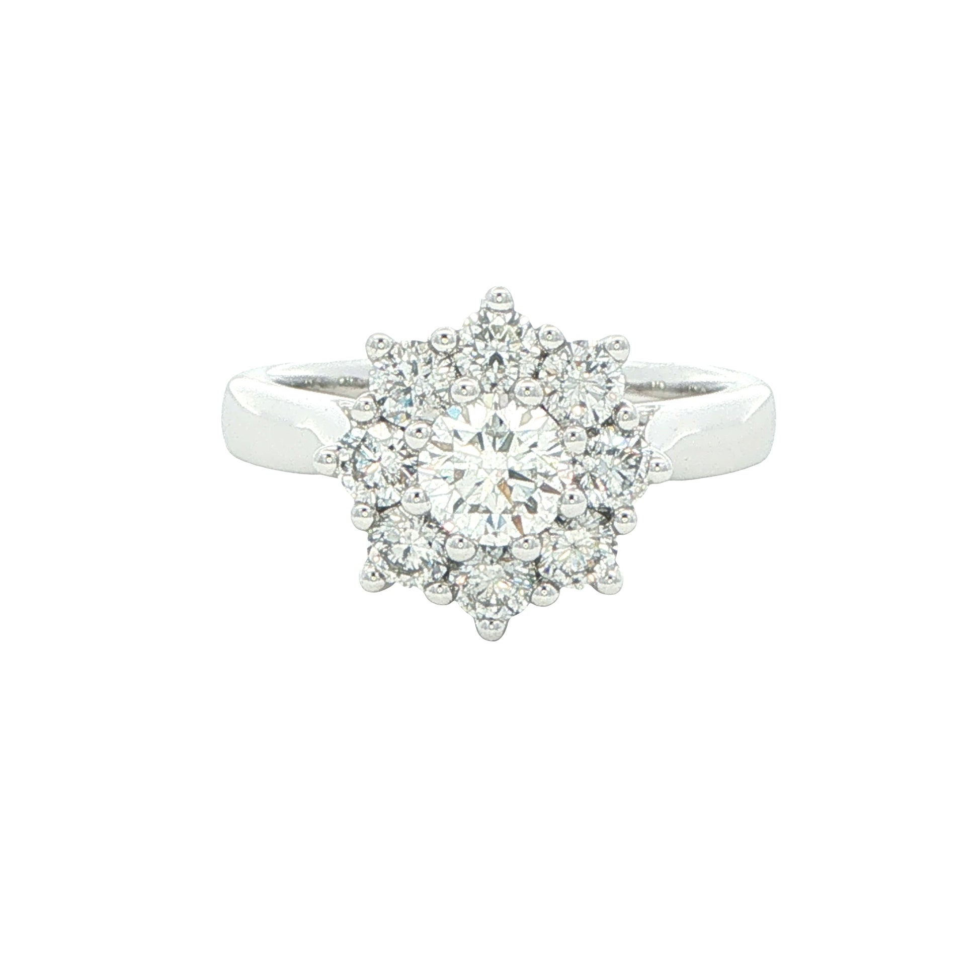 Platinum Round Brilliant Cut Diamond 9 Stone Cluster Ring - 1.00cts Gardiner Brothers