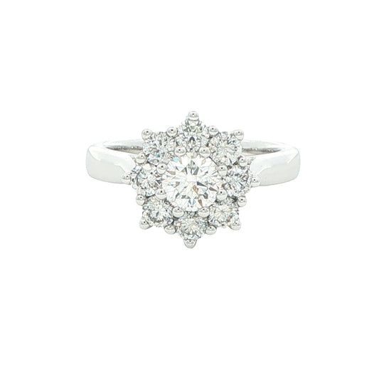 Platinum Round Brilliant Cut Diamond 9 Stone Cluster Ring - 1.00cts Gardiner Brothers