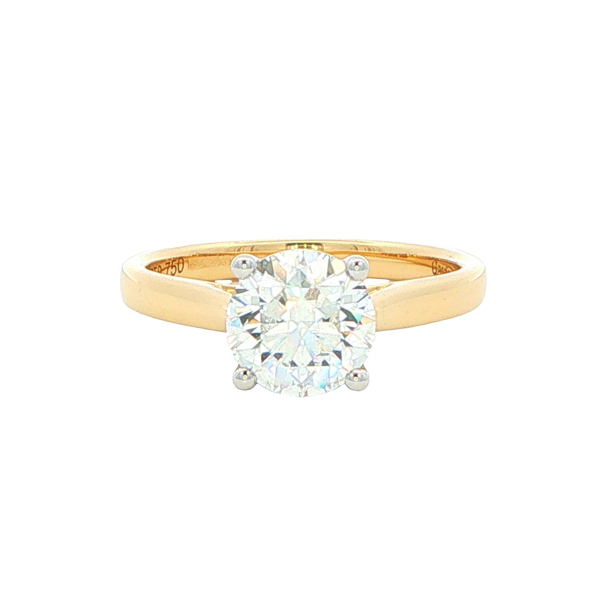 Yellow Gold Round Brilliant cut diamond solitaire ring - 1.51cts Gardiner Brothers