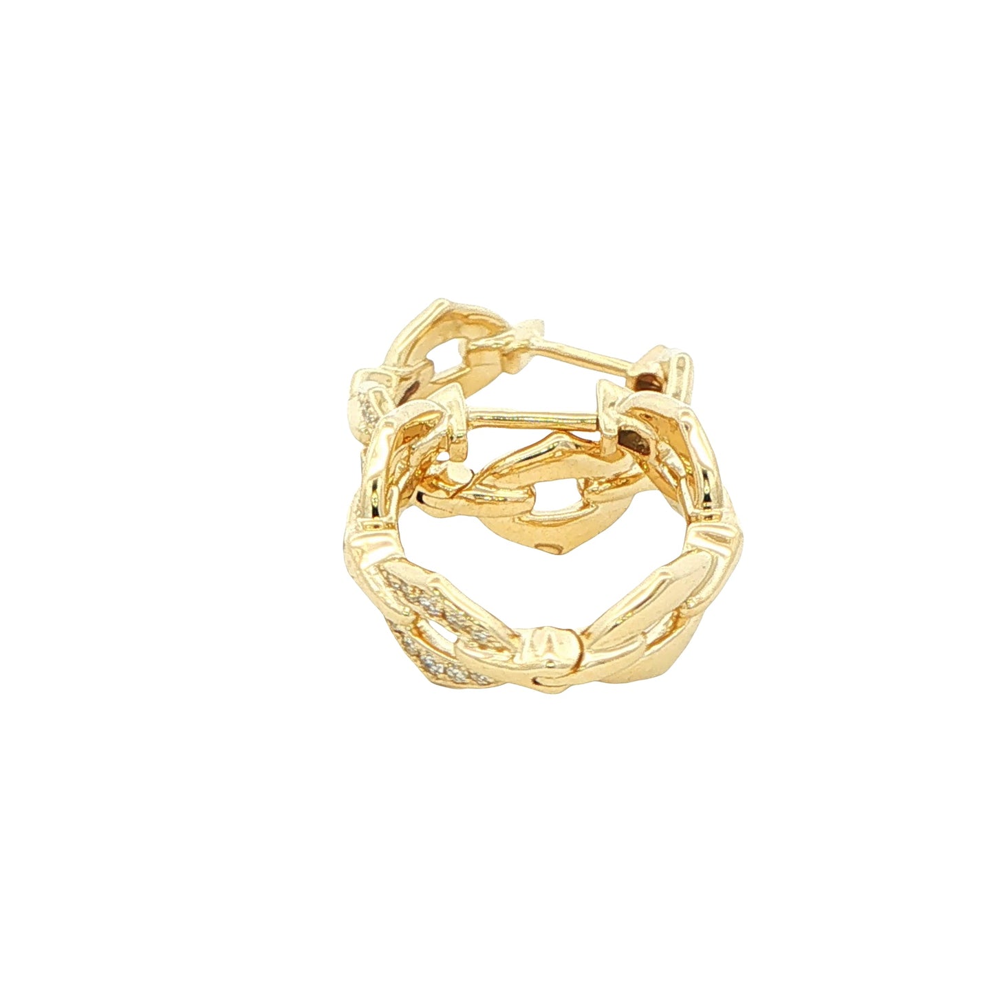 Yellow Gold Fancy Style Diamond Set Hoop Earrings Gardiner Brothers