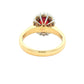 Oval ruby and round brilliant cut diamond vintage style cluster ring Gardiner Brothers