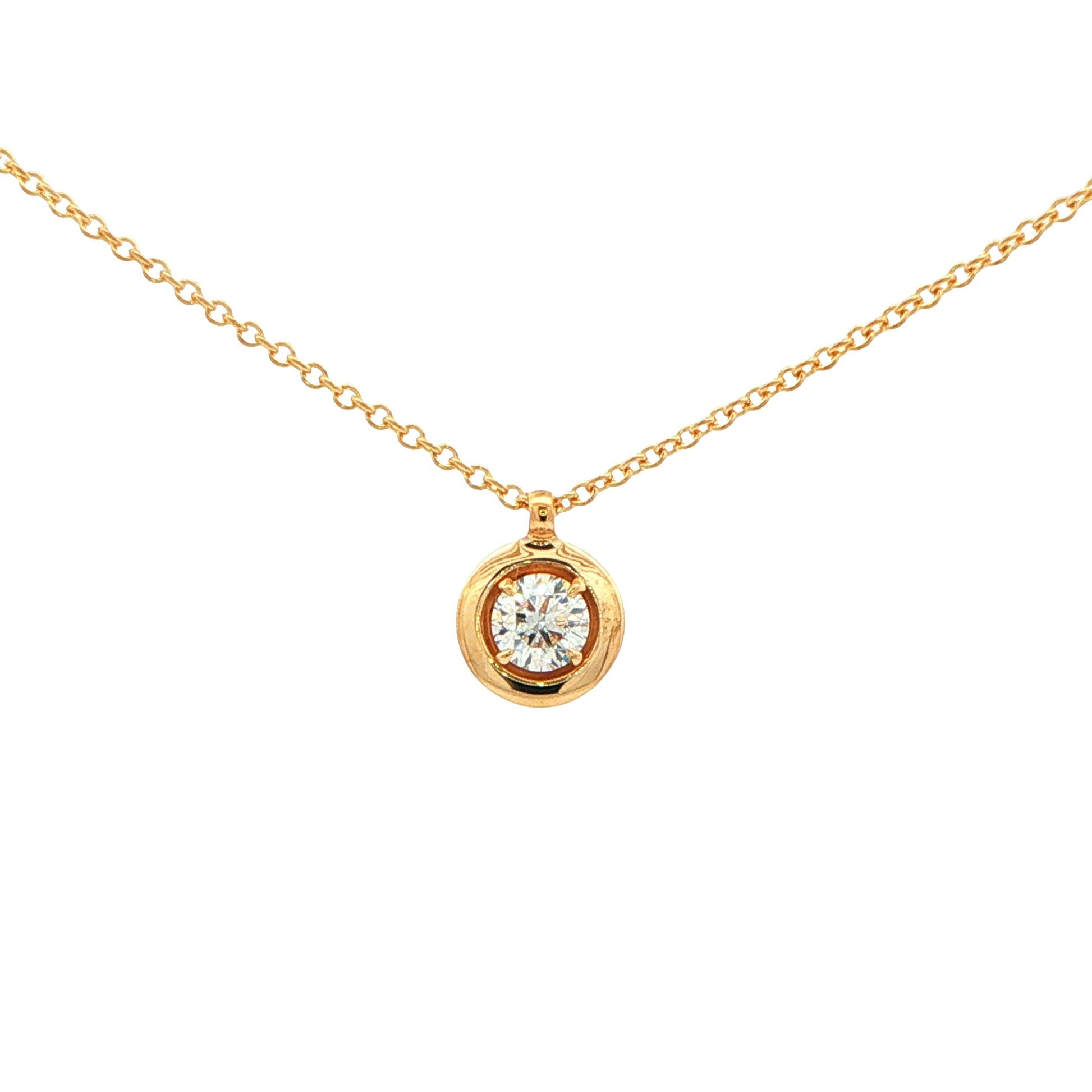 Yellow Gold Diamond 'Pebble' Solitaire Pendant Gardiner Brothers