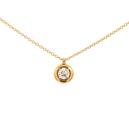 Yellow Gold Diamond 'Pebble' Solitaire Pendant Gardiner Brothers