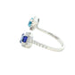 Tanzanite and Swiss Blue Topaz Halo Style 2 Stone Ring Gardiner Brothers