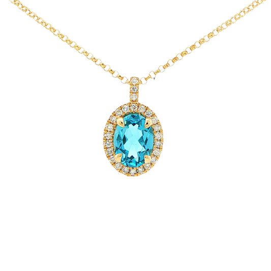 Topaz and Diamond Halo Style Pendant Gardiner Brothers