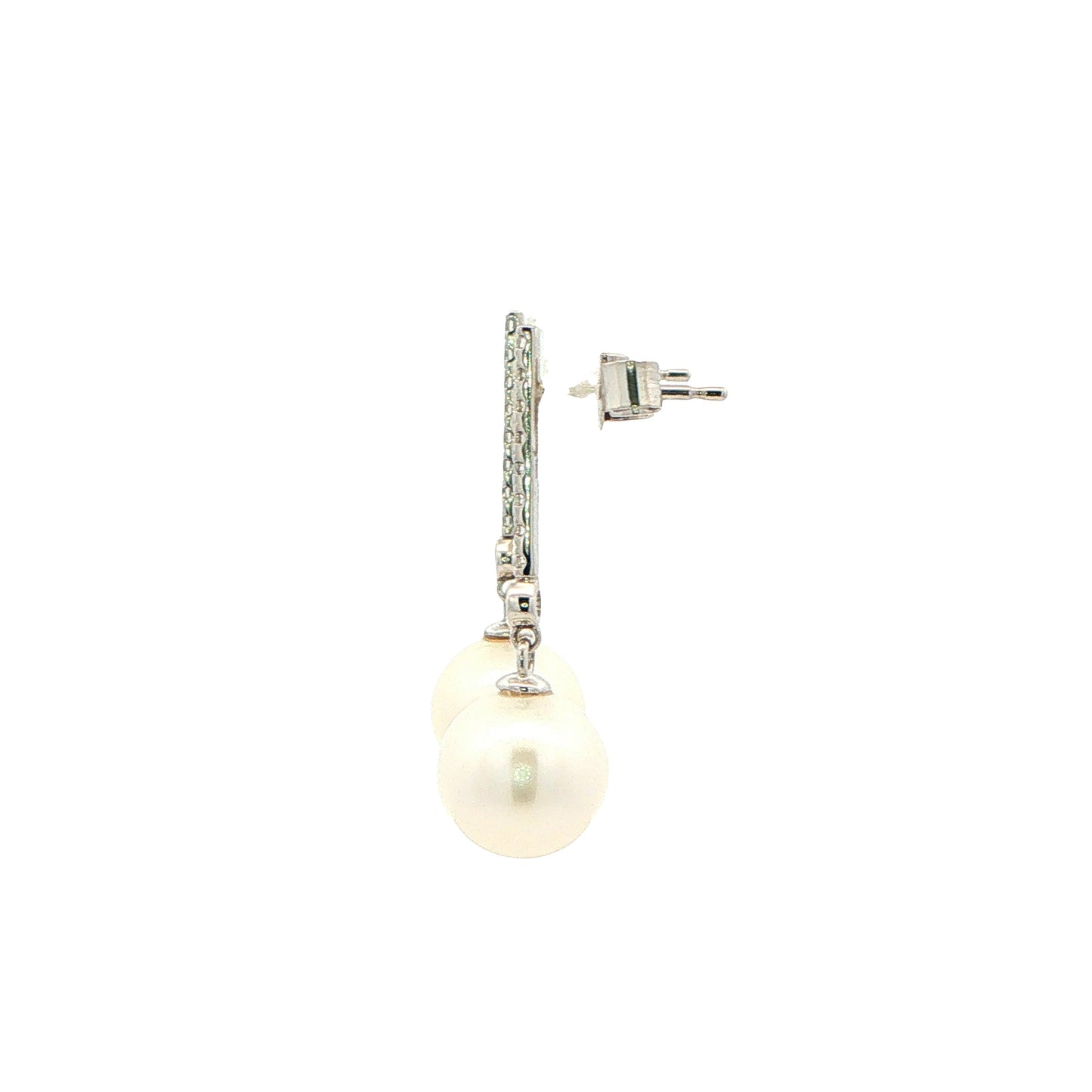 White Gold Pearl and Diamond Drop Earrings Gardiner Brothers