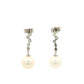 White Gold Pearl and Rub Over Diamond Drop Earrings Gardiner Brothers
