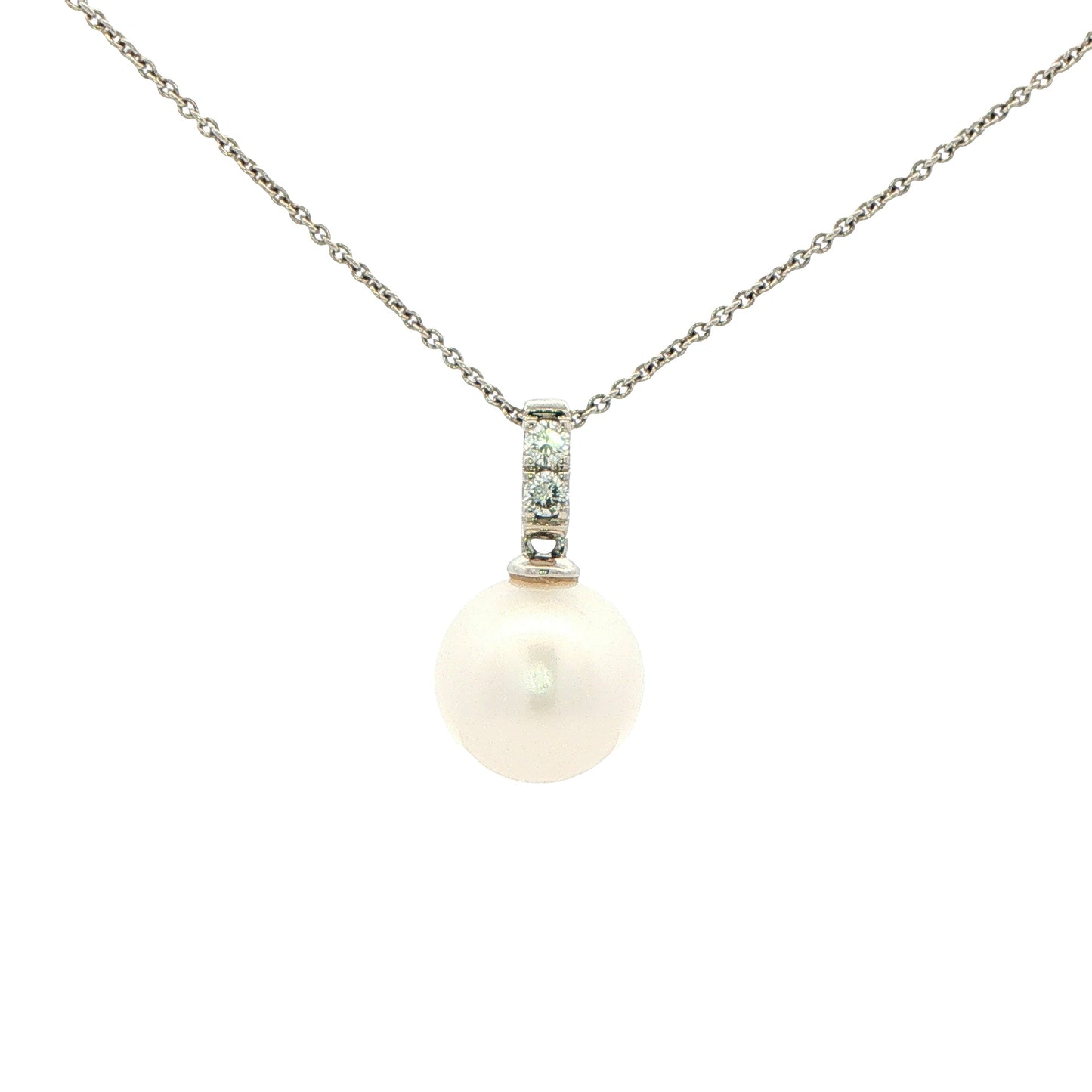 White Gold Pearl and Diamond Pendant Gardiner Brothers