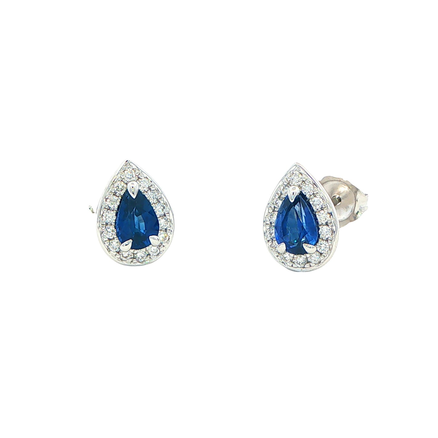 Pear Shaped Sapphire and Diamond Halo Style Earrings
