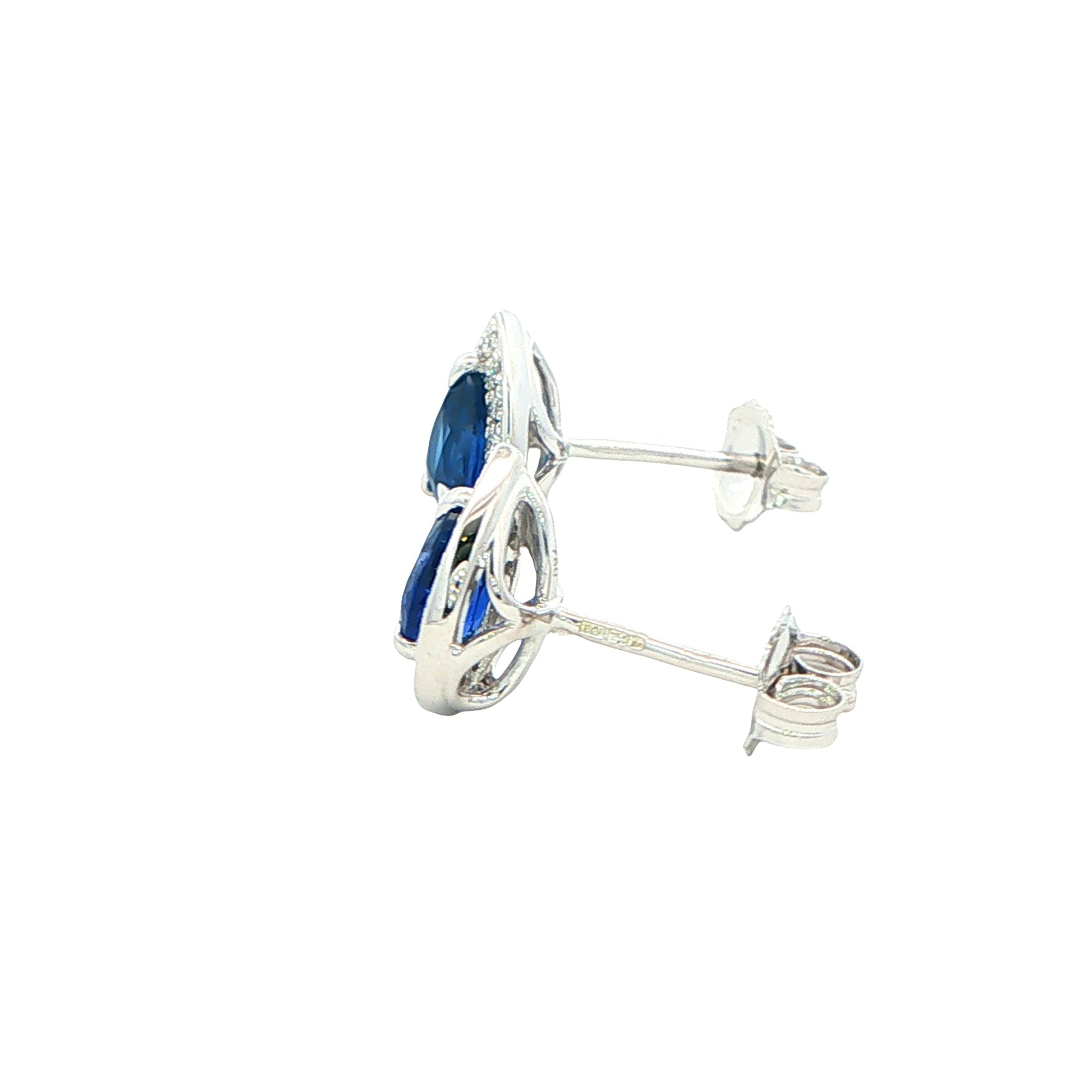 Pear Shaped Sapphire and Diamond Halo Style Earrings Gardiner Brothers