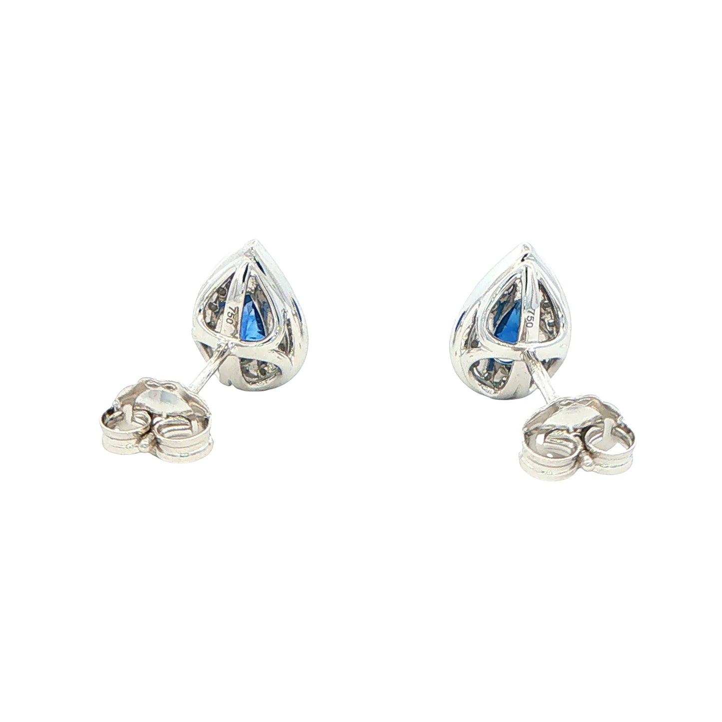 Pear Shaped Sapphire and Diamond Halo Style Earrings