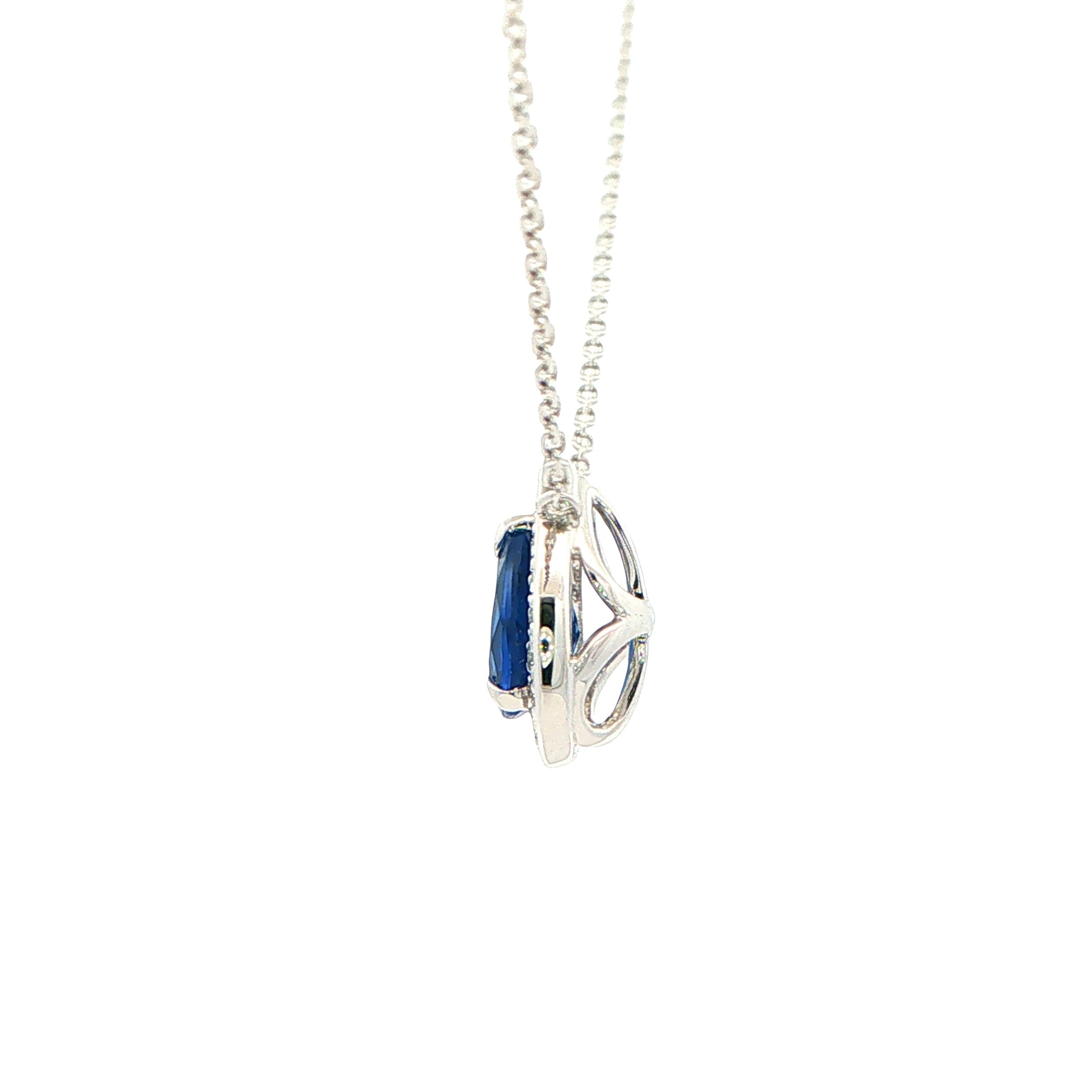 Pear Shaped Sapphire and Diamond Halo Style Pendant Gardiner Brothers