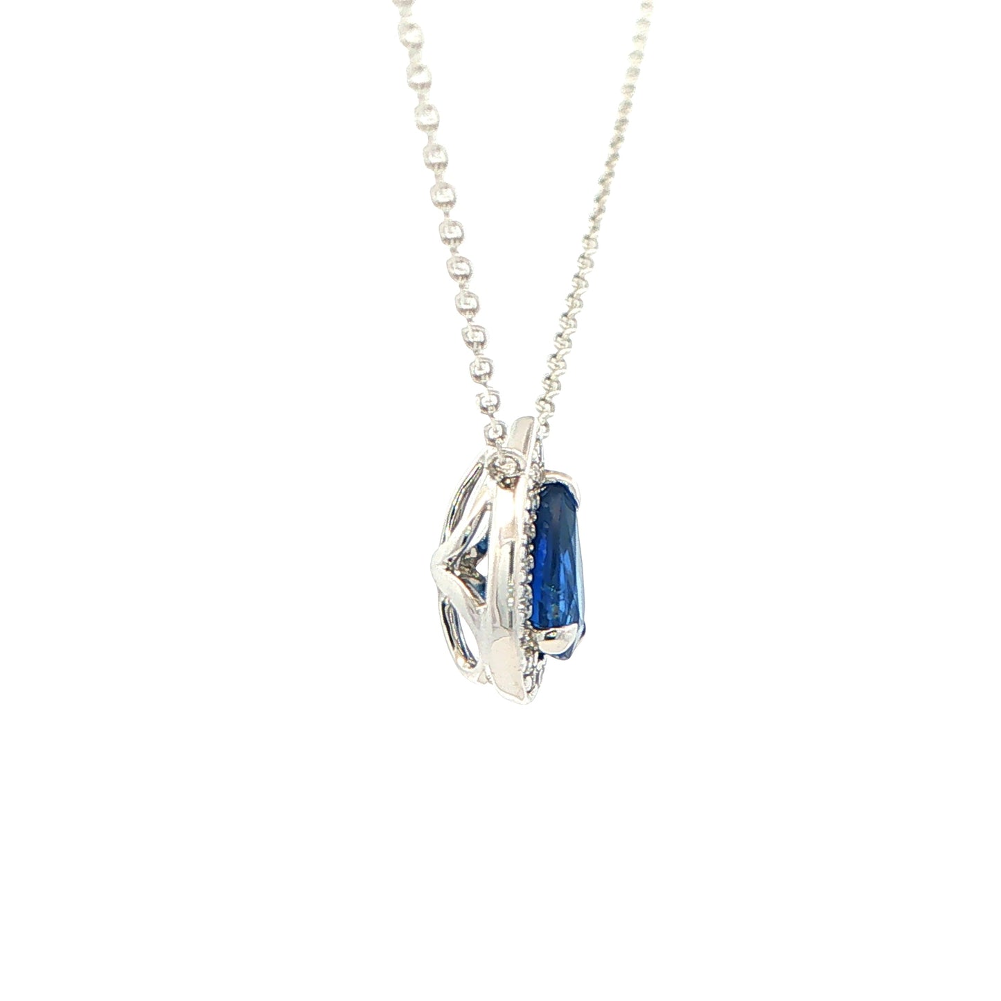 Pear Shaped Sapphire and Diamond Halo Style Pendant