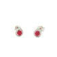Pear Shaped Ruby and Diamond Halo Style Earrings