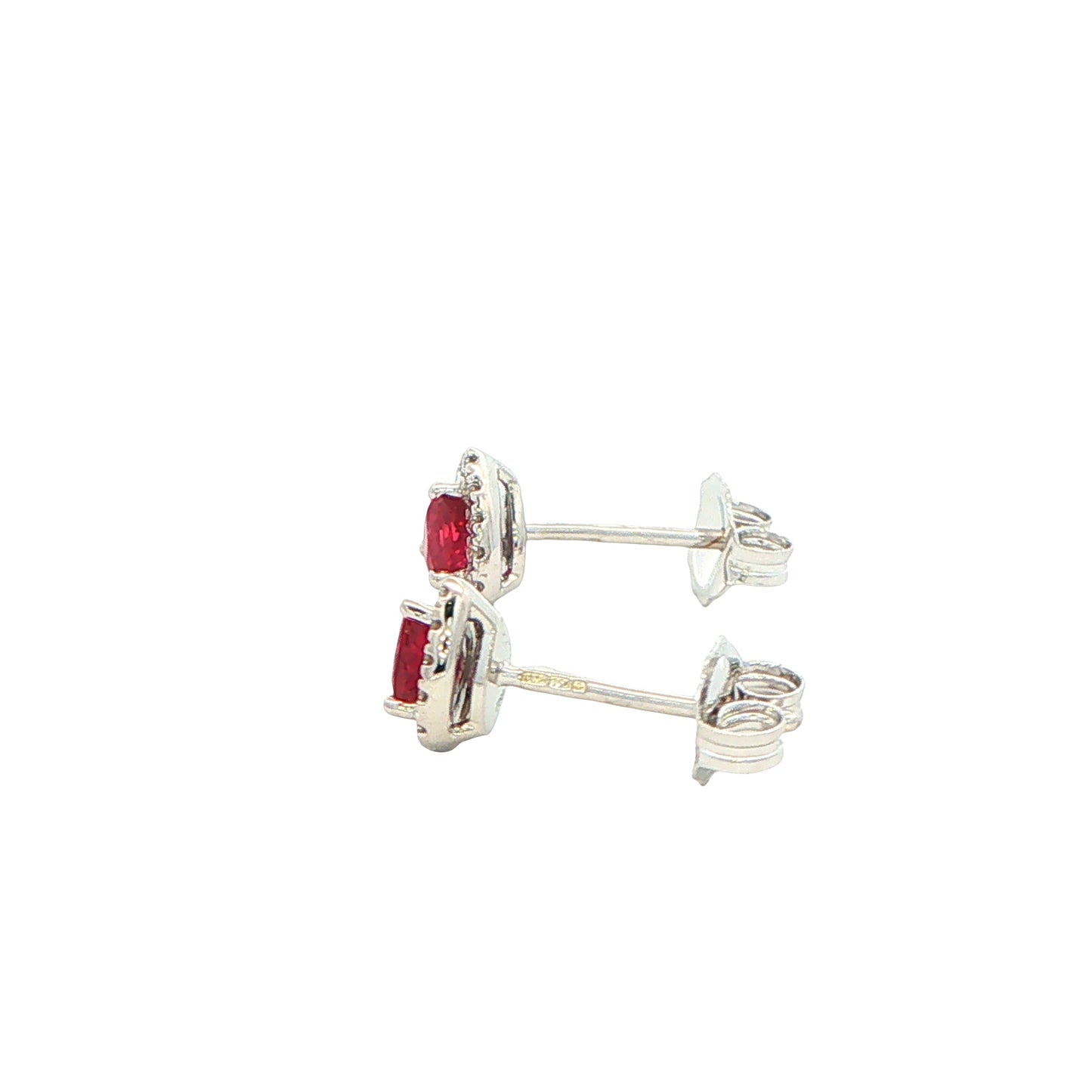 Pear Shaped Ruby and Diamond Halo Style Earrings