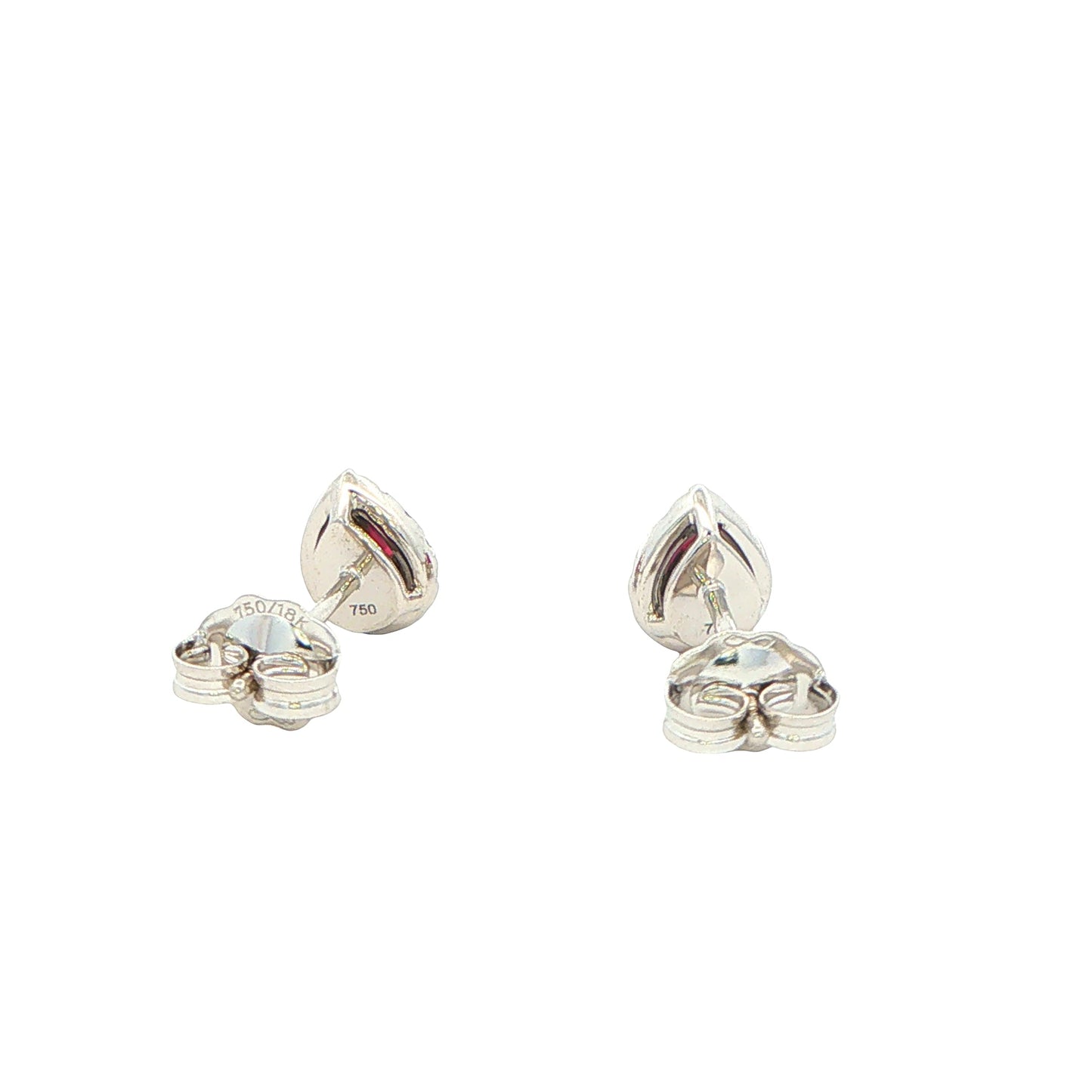 Pear Shaped Ruby and Diamond Halo Style Earrings