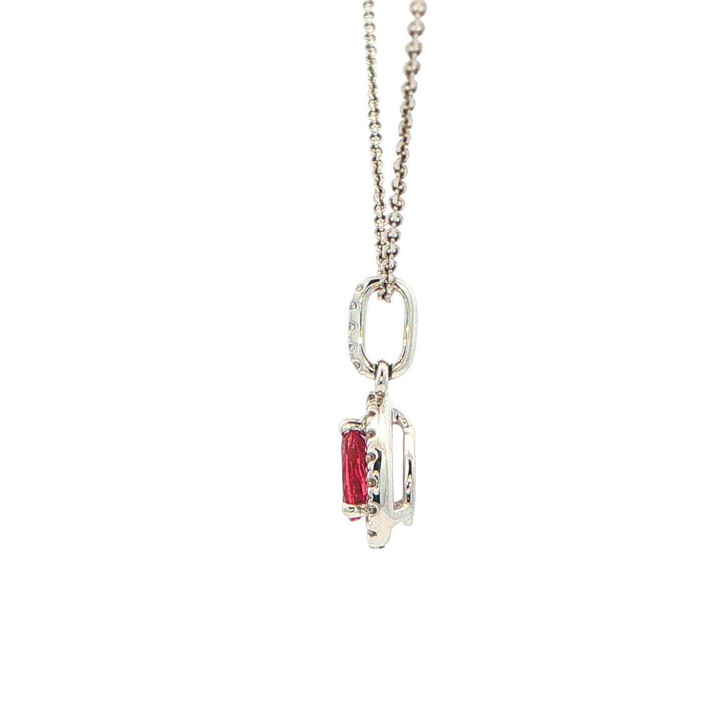 Pear Shaped Ruby and Diamond Halo Style Pendant Gardiner Brothers