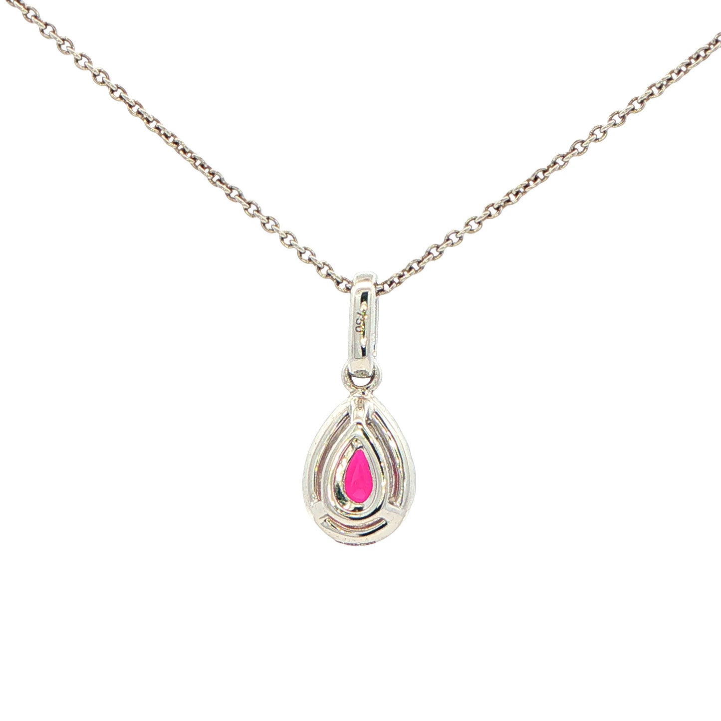Pear Shaped Ruby and Diamond Halo Style Pendant