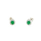 Pear Shaped Emerald and Diamond Halo Style Earrings