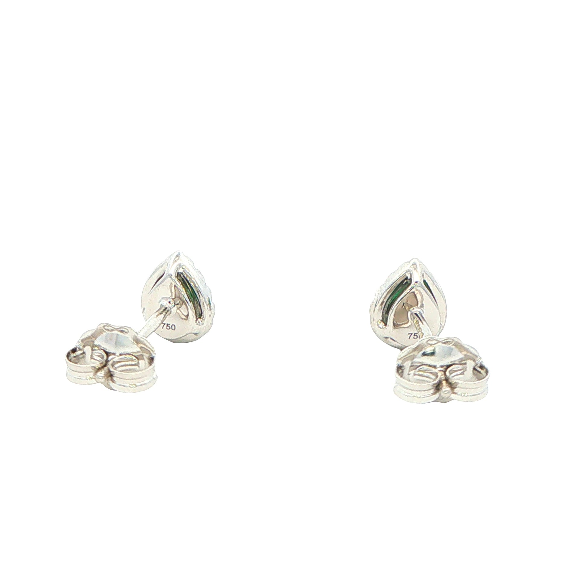 Pear Shaped Emerald and Diamond Halo Style Earrings Gardiner Brothers