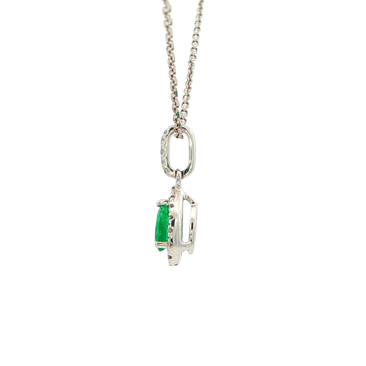 Pear Shaped Emerald and Diamond Halo Style Pendant