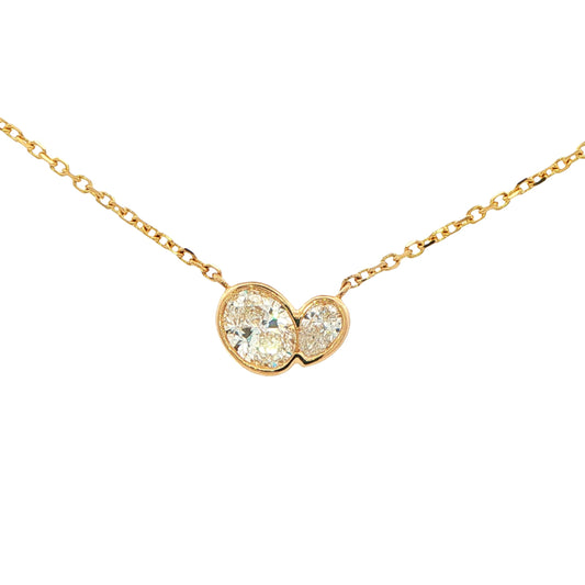 Yellow Gold Oval and Pear Diamond 2 Stone Pendant Gardiner Brothers