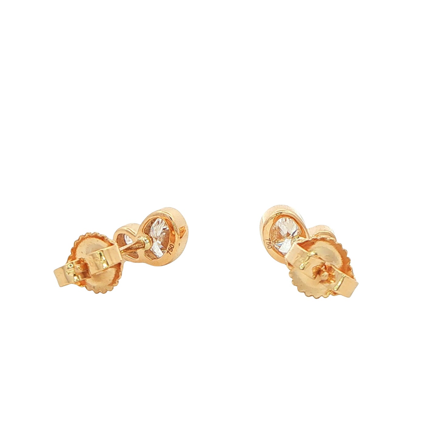 Yellow Gold Oval and Pear Diamond 2 Stone Earrings Gardiner Brothers