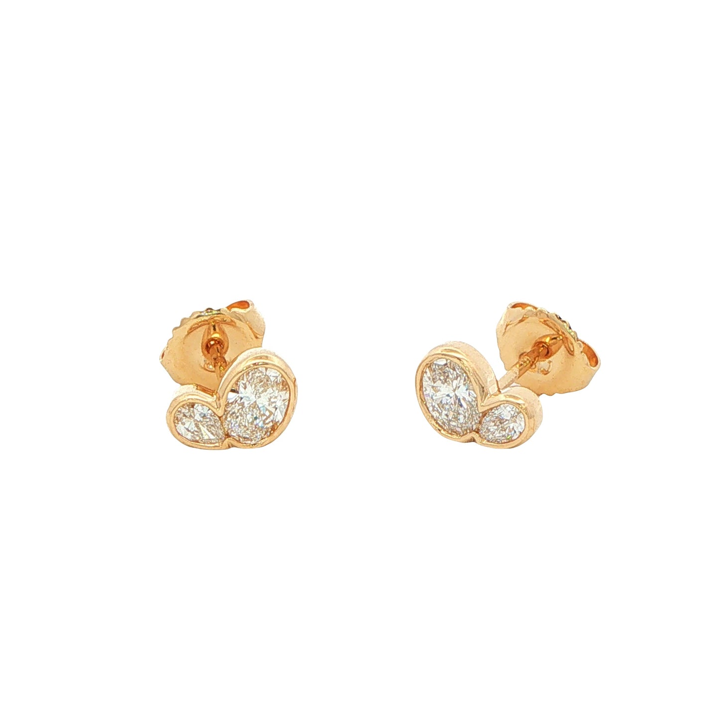 Yellow Gold Oval and Pear Diamond 2 Stone Earrings Gardiner Brothers