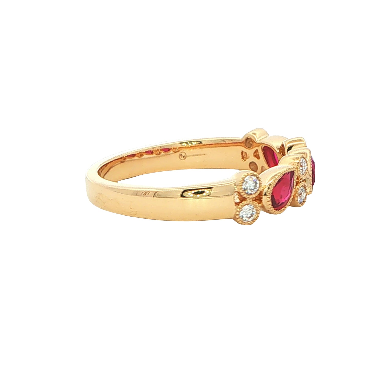 Pear Shaped Ruby and Diamond Vintage Style Eternity Ring