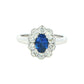 Oval shaped Sapphire and Diamond Cluster Style Ring