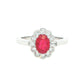 Oval Ruby and Diamond Fancy Style Cluster Ring