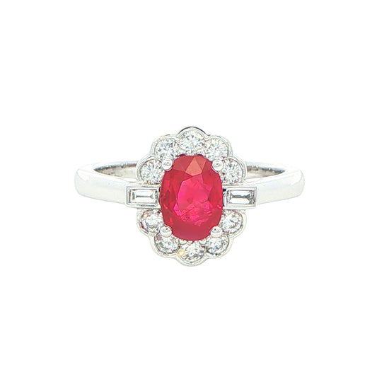 Oval Ruby and Diamond Fancy Style Cluster Ring Gardiner Brothers