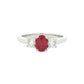 RUBY AND Round Brilliant Cut DIAMOND 3 STONE RING