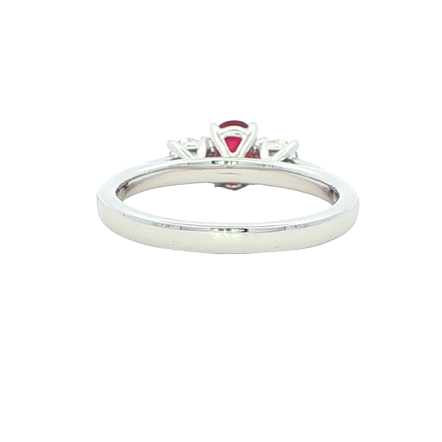 RUBY AND Round Brilliant Cut DIAMOND 3 STONE RING
