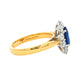 SAPPHIRE AND ROUND BRILLIANT CUT DIAMOND CLUSTER STYLE RING