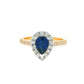 Pear Shaped Sapphire and Diamond Halo Style Ring
